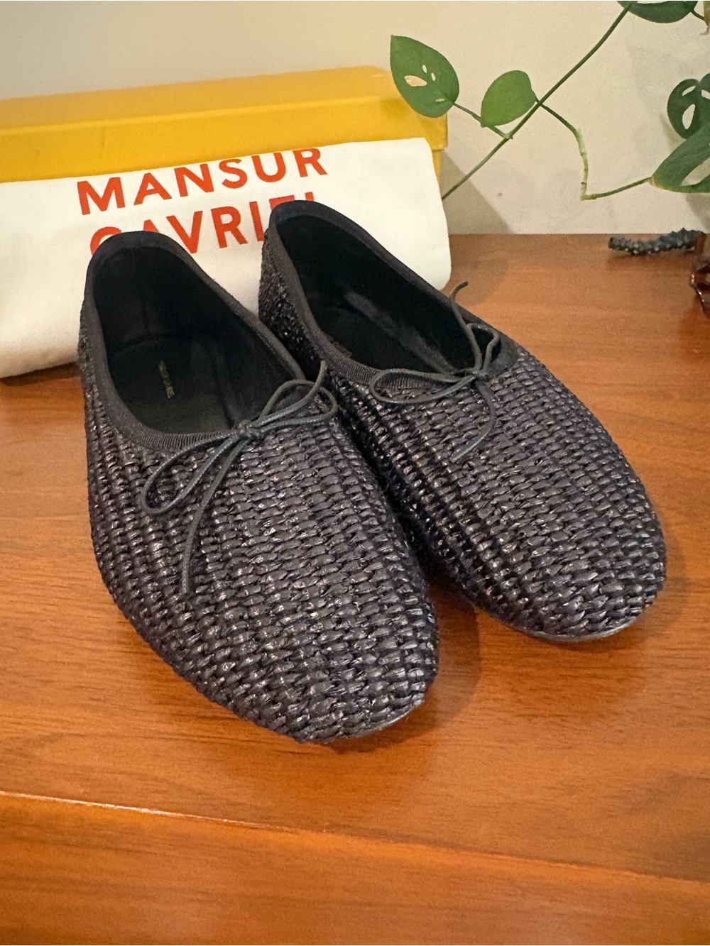 Mansur Gavriel Black Woven Square-Toe Ballet Flats size 7 Italian 37 New in Box - Picture 6 of 13